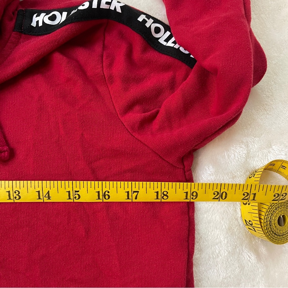 Hollister Women’s Red Long Sleeve Cropped Top Hoodie Size Medium - Picture 7 of 10